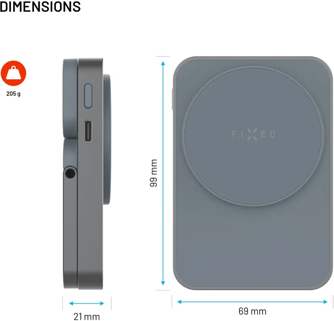 Fixed MagZen 5 Powerbank 5000mAh - Grijs