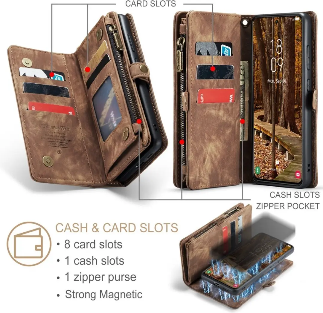 Caseme 008 Hoesje Samsung Galaxy S23 - Portemonnee 8 Pasjes - Bruin - afbeelding 6 van 6