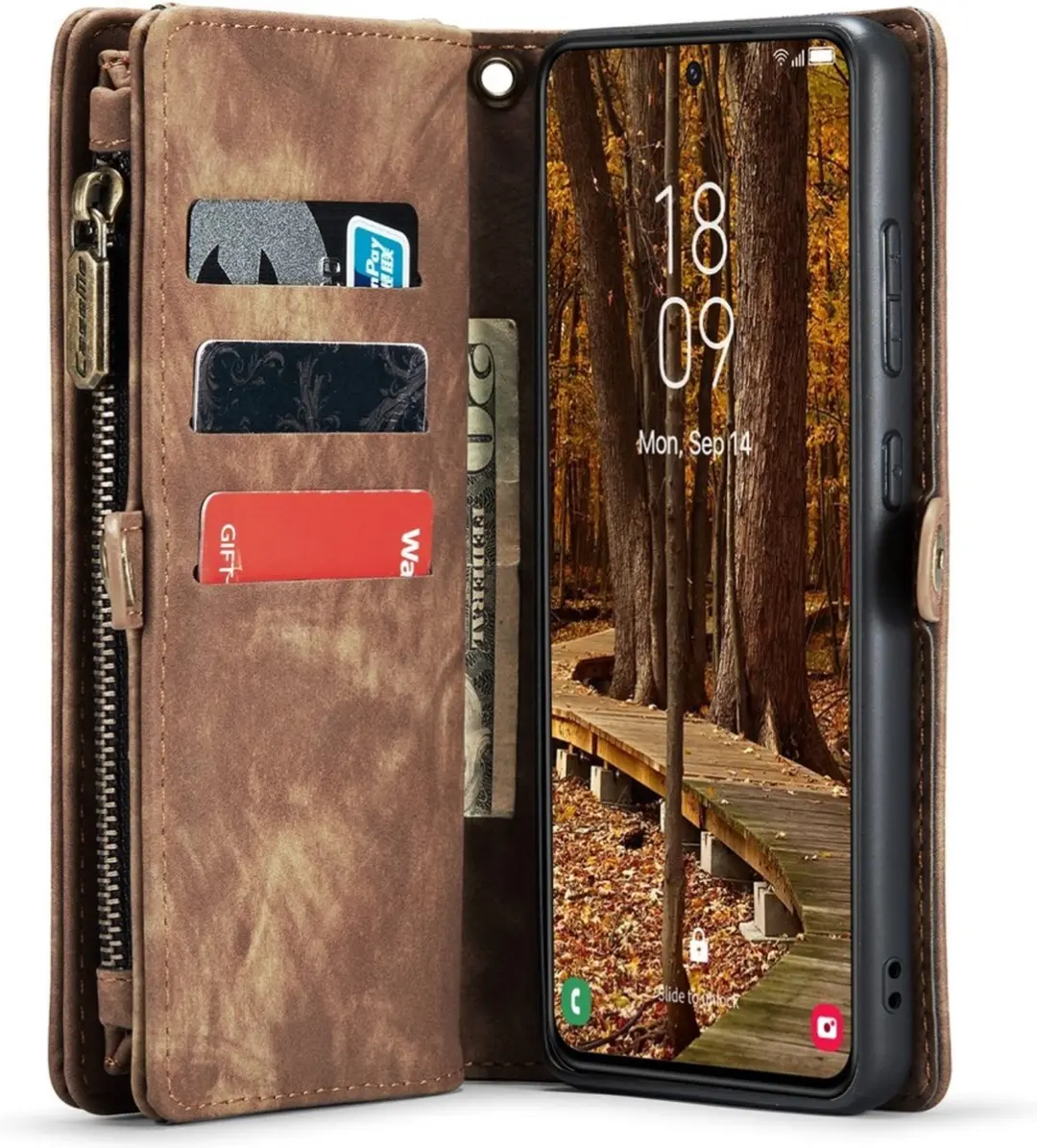 Caseme 008 Hoesje Samsung Galaxy S23 - Portemonnee 8 Pasjes - Bruin