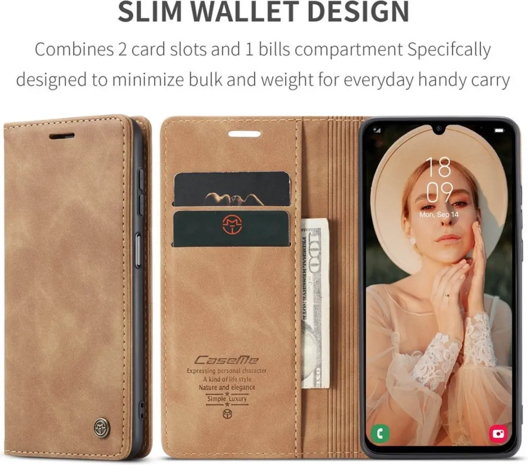 Caseme 013 Book Case Hoesje - Samsung Galaxy A16 - 2 Pasjes - Bruin