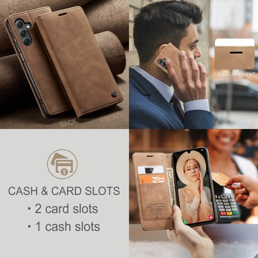 Caseme 013 Book Case Hoesje - Samsung Galaxy A16 - 2 Pasjes - Bruin