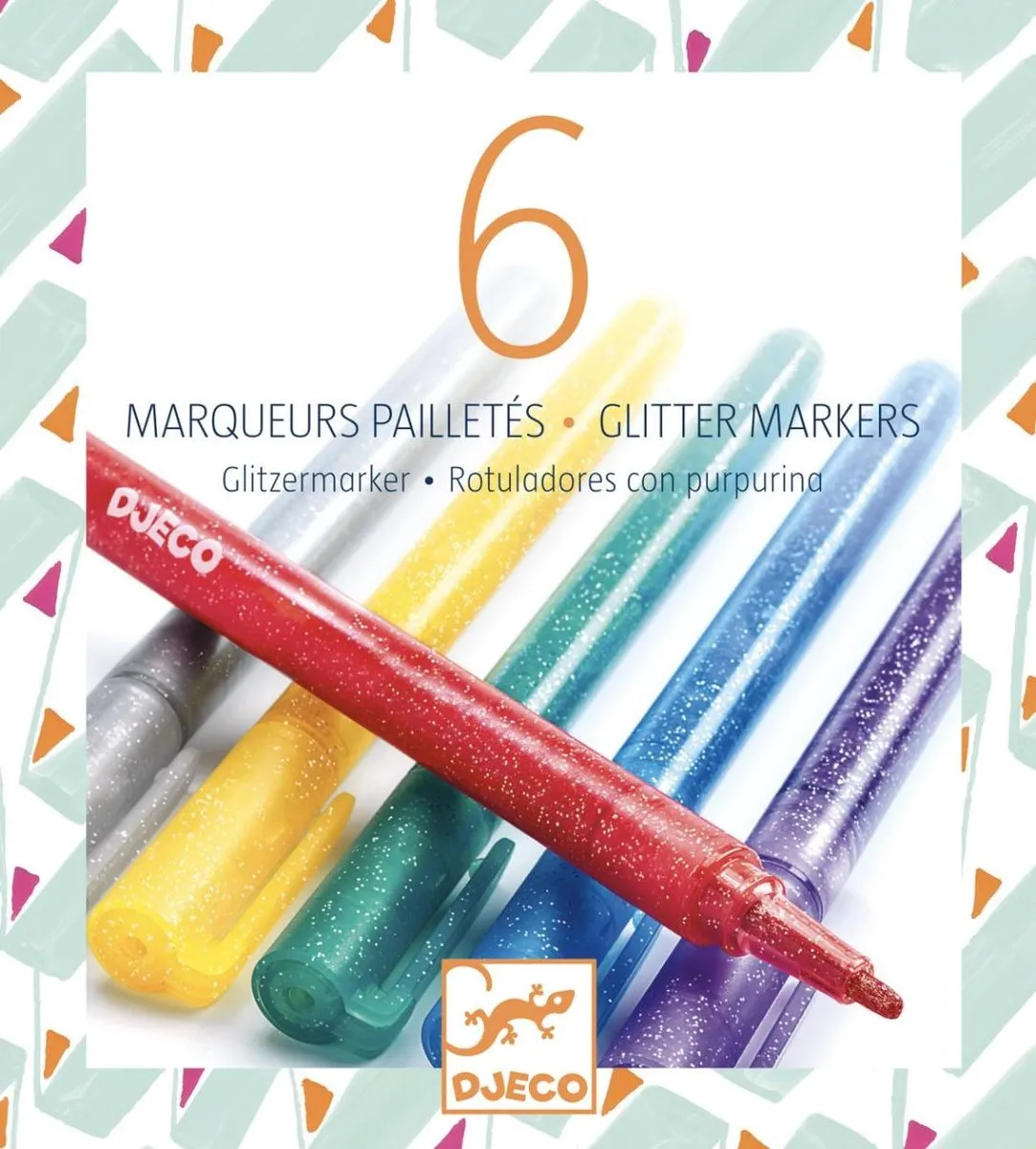 Djeco Glitter Markers Classic DJ08871 - 6 Kleuren