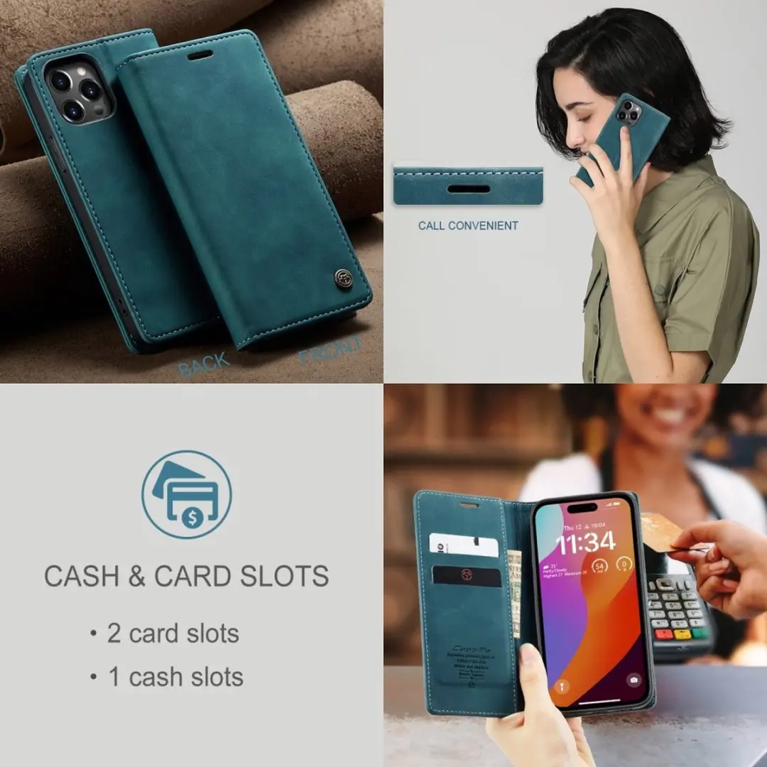Caseme 013 Book Case iPhone 16 Pro Hoesje - Blauw