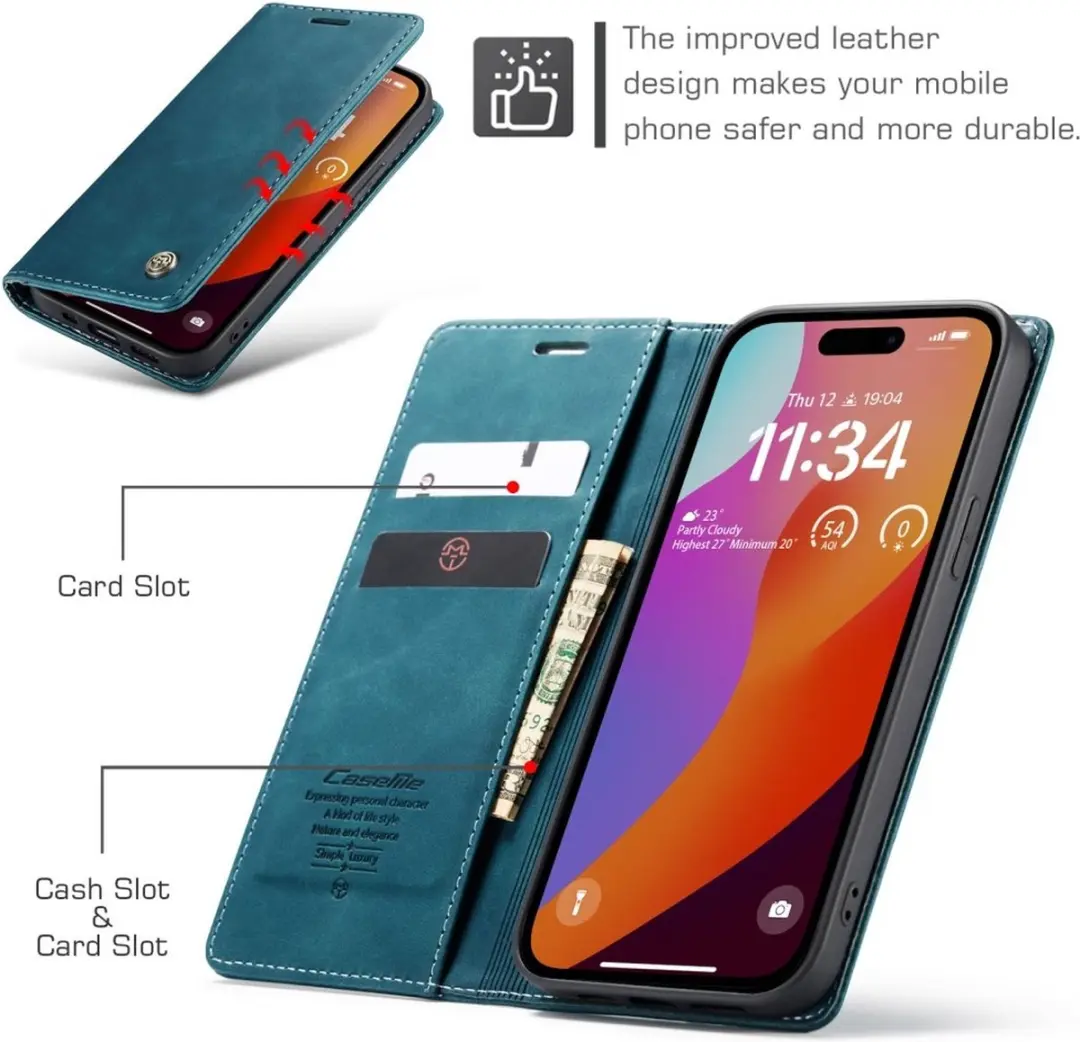 Caseme 013 Book Case iPhone 16 Pro Hoesje - Blauw