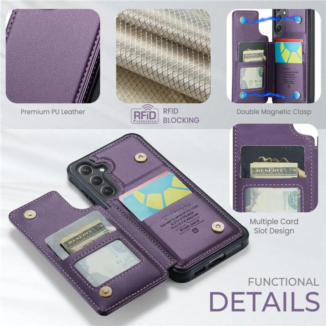 Caseme Luxe Portemonnee Backcover Galaxy S25/S24 - Anti-RFID - Paars