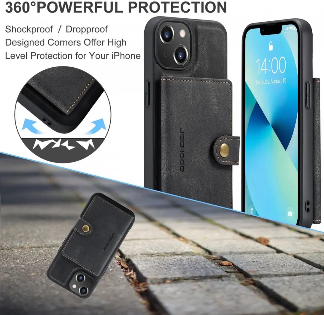 CaseMe JH-01 Hoesje iPhone 15 - Pasjeshouder 4 Stuks - Zwart - afbeelding 6 van 6