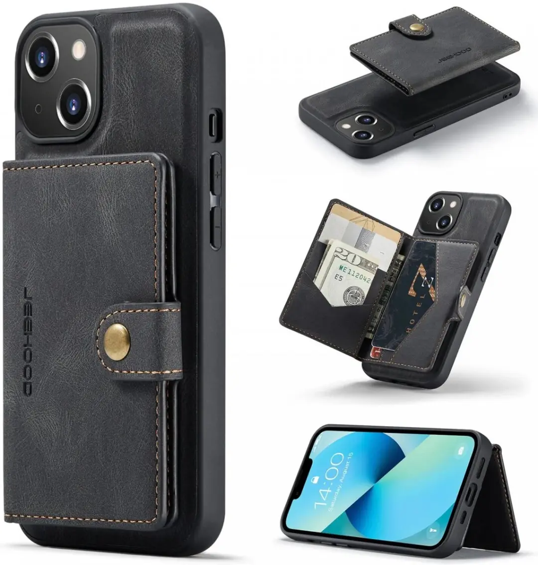 CaseMe JH-01 Hoesje iPhone 15 - Pasjeshouder 4 Stuks - Zwart