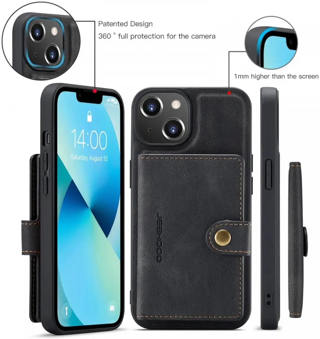 CaseMe JH-01 Hoesje iPhone 15 - Pasjeshouder 4 Stuks - Zwart