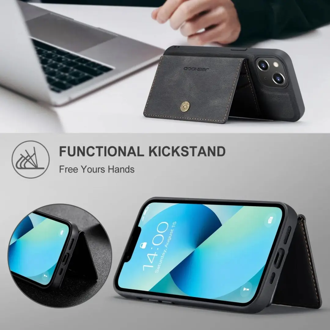 CaseMe JH-01 Hoesje iPhone 15 - Pasjeshouder 4 Stuks - Zwart
