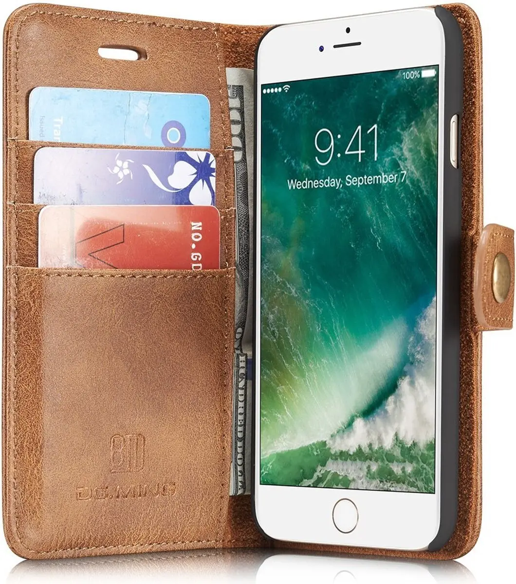 DG.MING iPhone X/Xs Hoesje 2-in-1 Book Case - Bruin