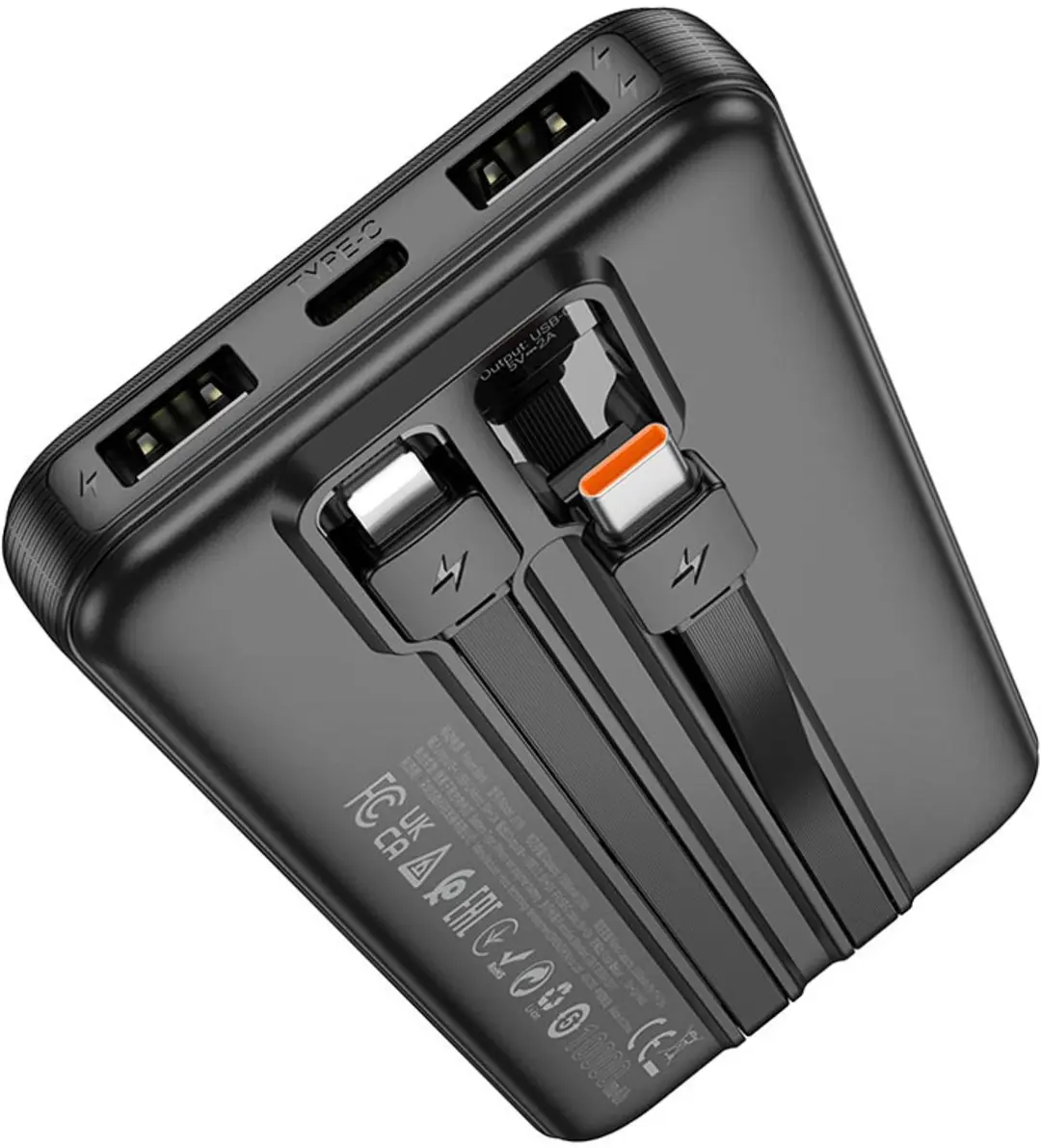Hoco J118 Powerbank 10000mAh - 2x Opladen - USB-C & Lightning - Zwart - afbeelding 6 van 6
