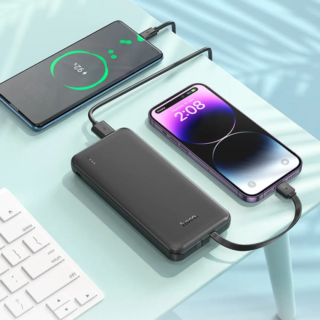 Hoco J118 Powerbank 10000mAh - 2x Opladen - USB-C & Lightning - Zwart