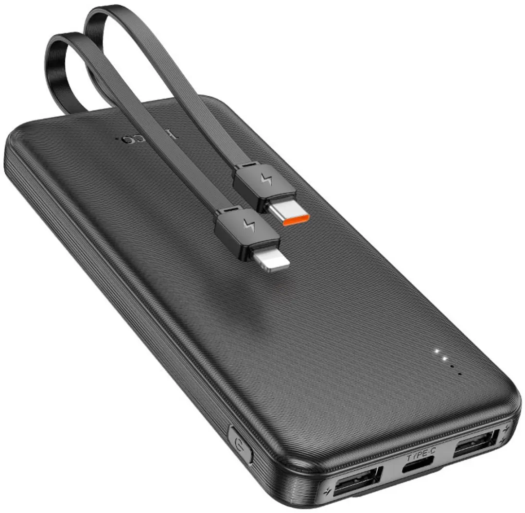 Hoco J118 Powerbank 10000mAh - 2x Opladen - USB-C & Lightning - Zwart
