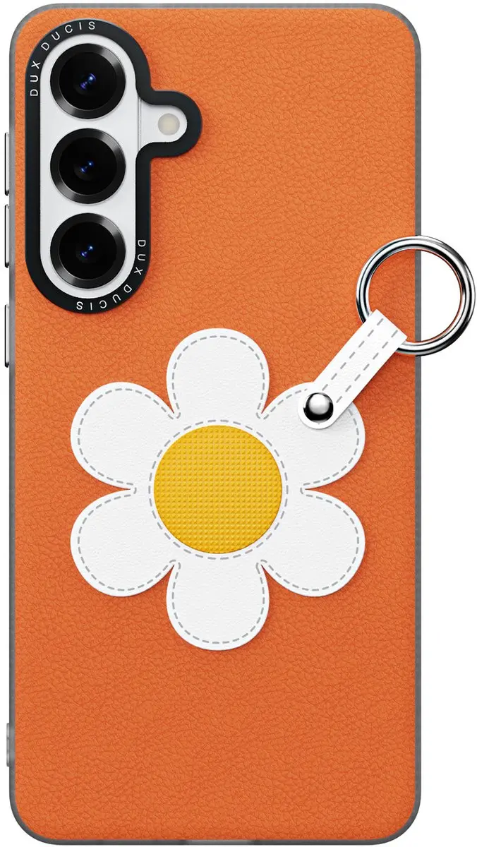 Dux Ducis Luvy PU-leer Backcover Samsung Galaxy S26 - Madeliefje/Oranje - afbeelding 6 van 6