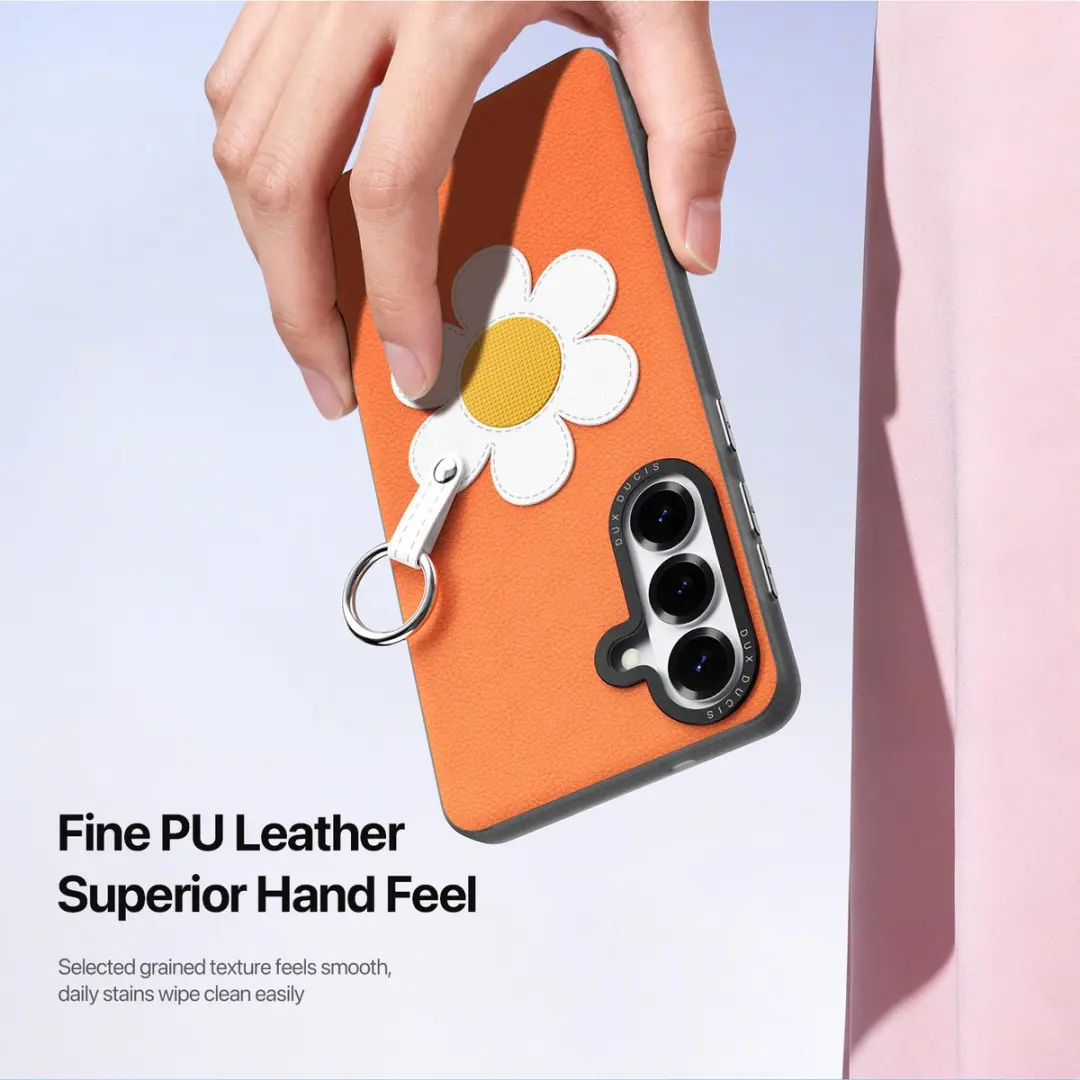 Dux Ducis Luvy PU-leer Backcover Samsung Galaxy S26 - Madeliefje/Oranje