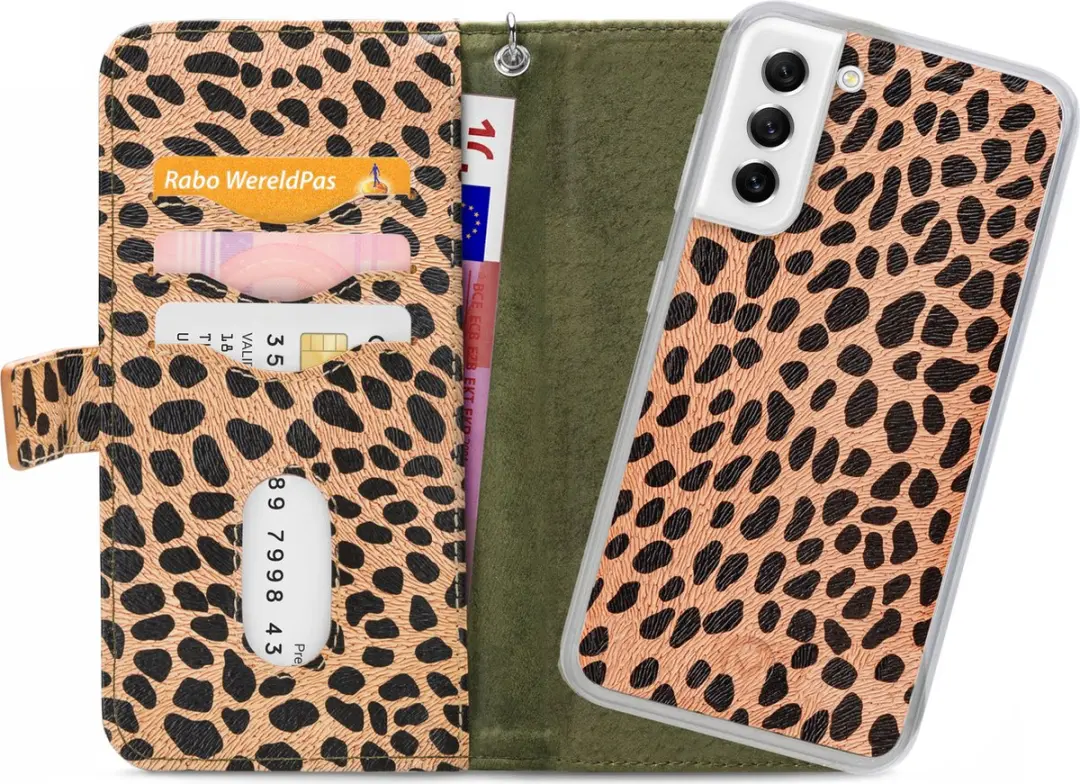 Mobilize Hoesje Samsung Galaxy S21 FE Luipaard Donker Groen - 4 Pasjes