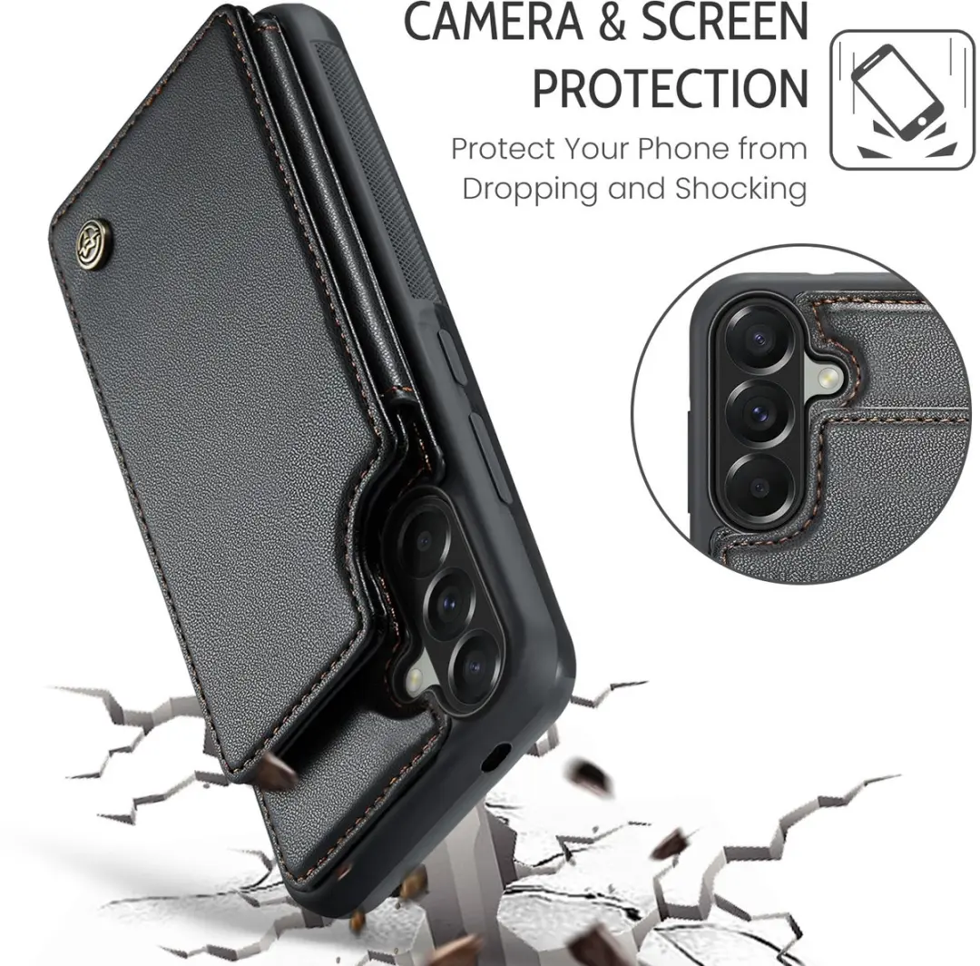 Caseme C22 Hoesje Samsung Galaxy A57 - Pasjeshouder 5 Stuks - Zwart