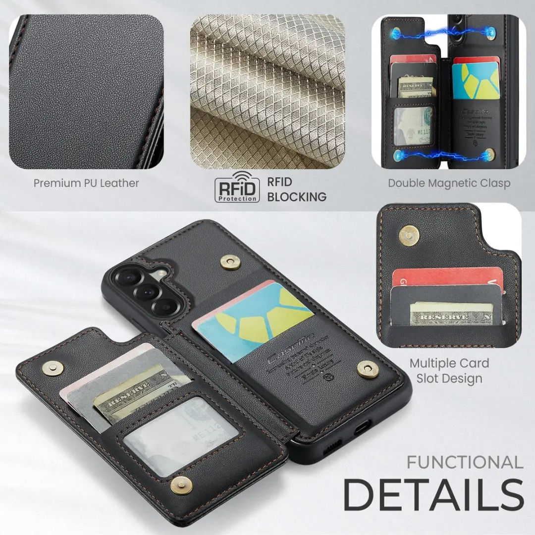 Caseme C22 Hoesje Samsung Galaxy A57 - Pasjeshouder 5 Stuks - Zwart