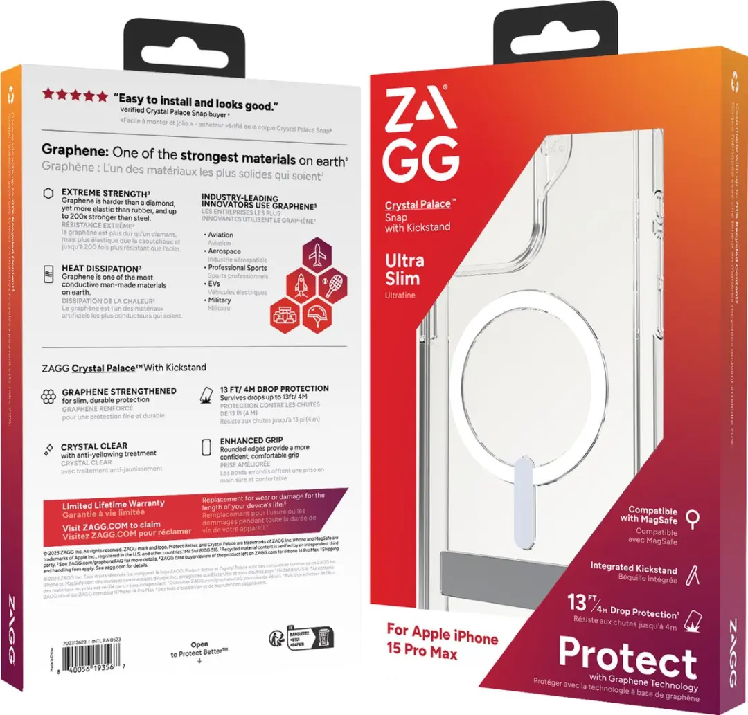 ZAGG Crystal Palace Snap KS 702312623 iPhone 15 Pro Max Hoesje - Transparant