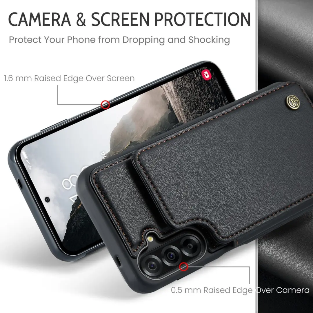 CaseMe C22 Hoesje Samsung Galaxy A17 - Pasjeshouder 5 Stuks - Zwart