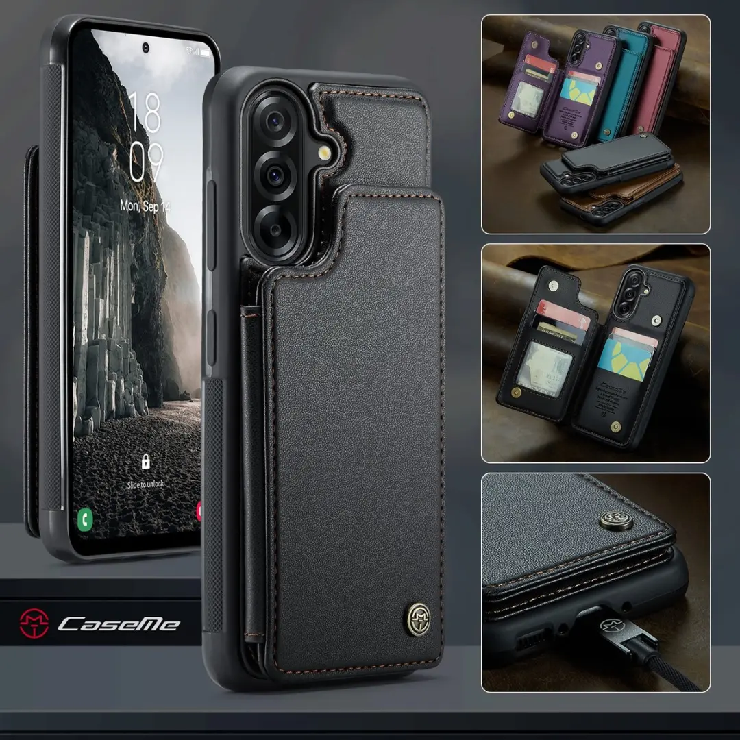 CaseMe C22 Hoesje Samsung Galaxy A17 - Pasjeshouder 5 Stuks - Zwart - afbeelding 6 van 6