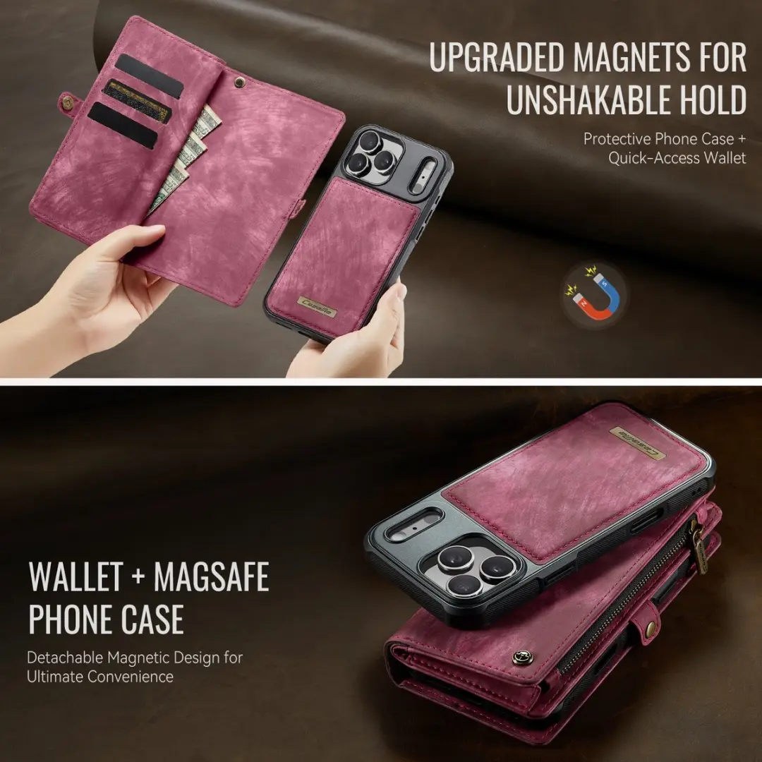 Caseme 008 iPhone 17 Pro Hoesje - Book Case & Portemonnee - 8 Pasjes - Pink