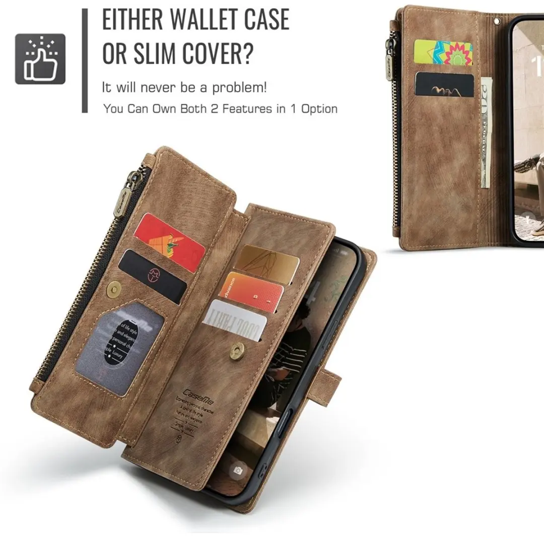 CaseMe C30 Book Case iPhone 16 Hoesje - 7 Pasjes - Bruin