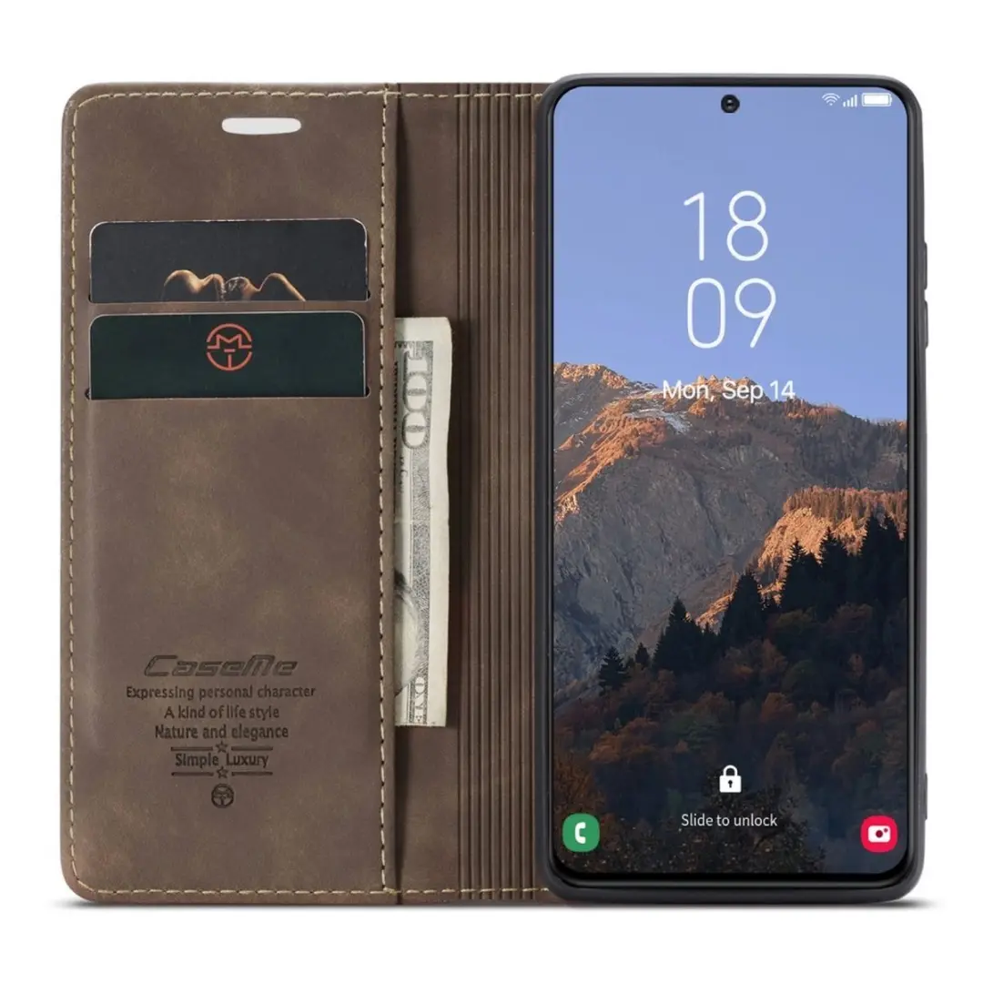Caseme Bookcase Samsung Galaxy S23 Plus - 2 Stuks - Bruin