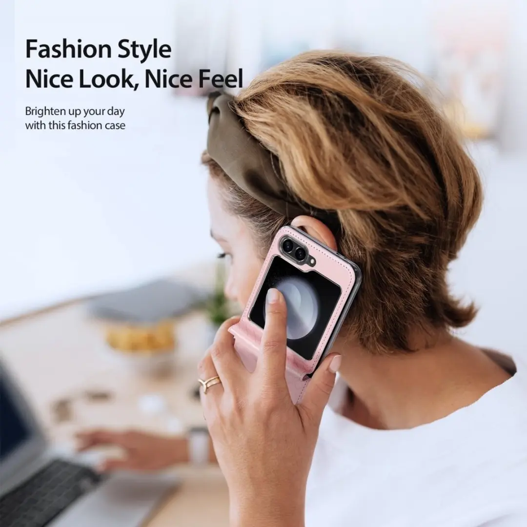 Dux Ducis Leren Hoes Samsung Galaxy Z Flip 7 FE - Roze