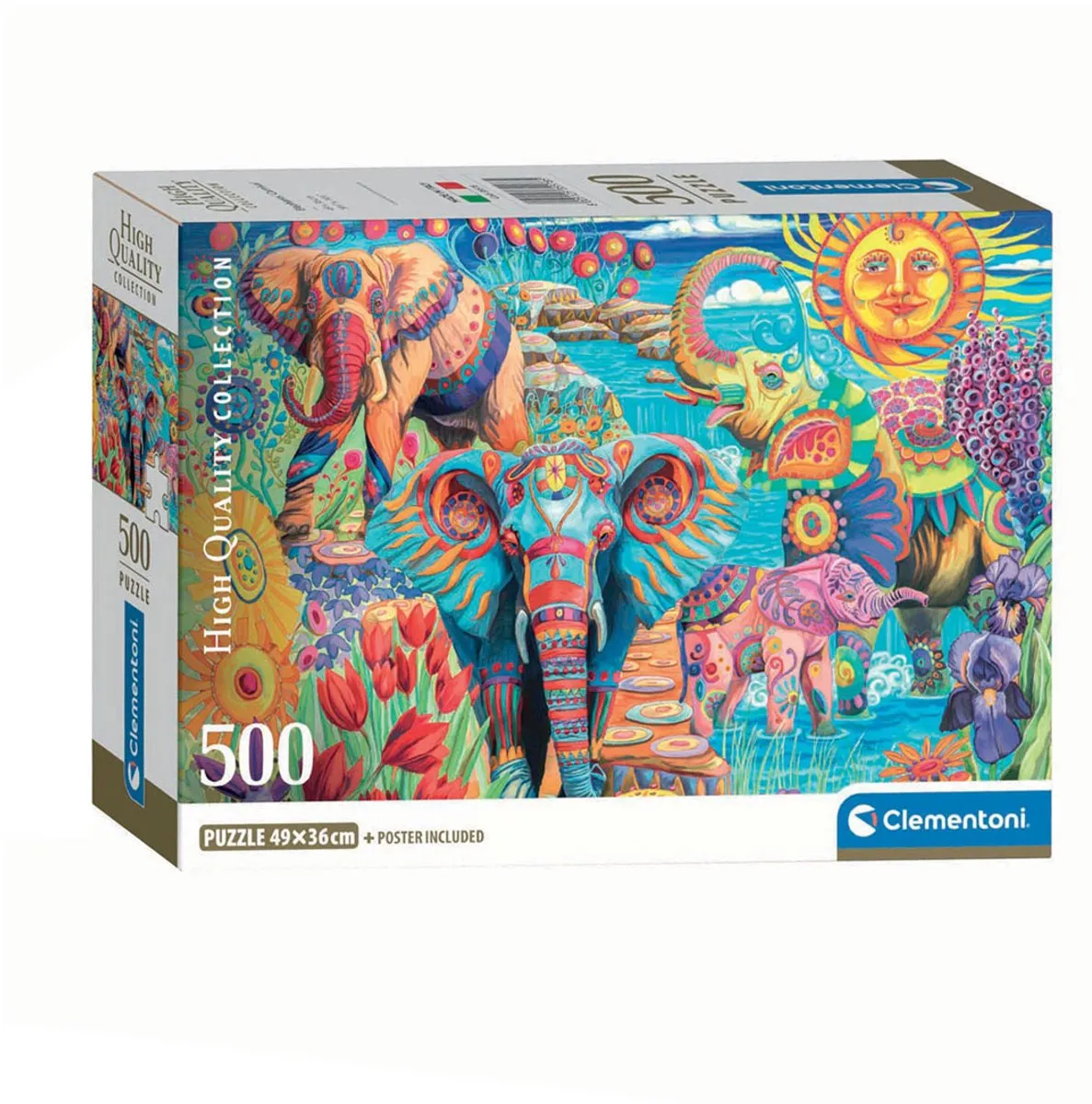 Clementoni Olifanten Carnaval Puzzel 500 Stuks - Multikleur