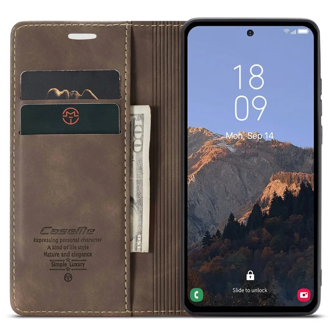 Caseme Bookcase Samsung Galaxy A02s/A03S - 2 Stuks - Bruin