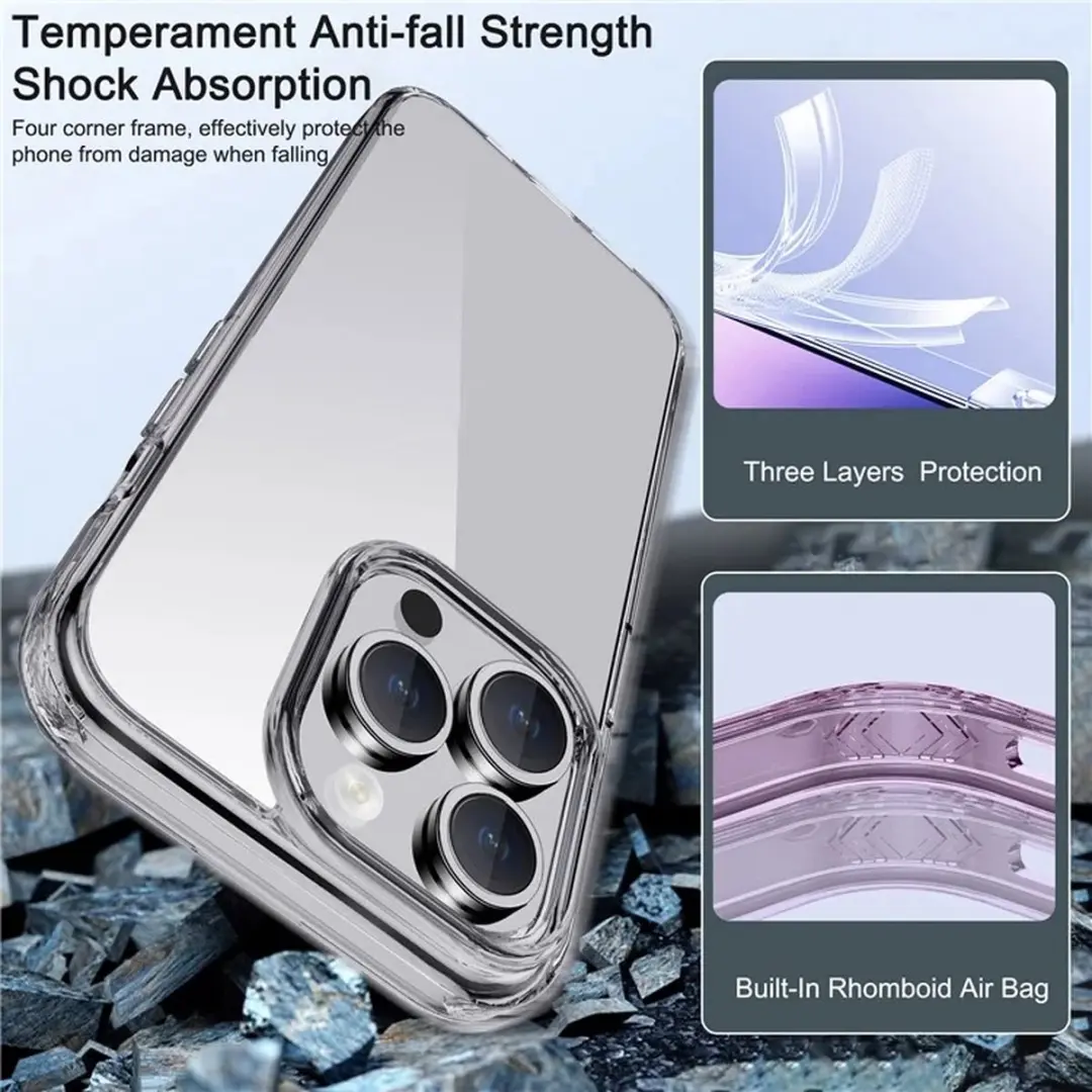 IPAKY iPhone 15 Pro Backcover - Transparant Zwart