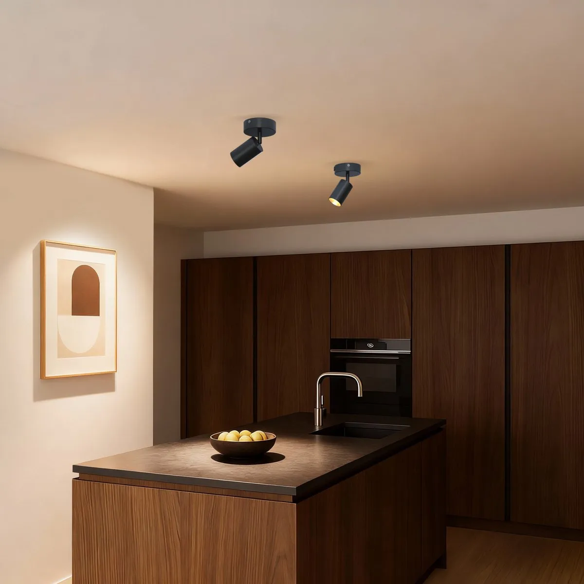 Calex Plafondlamp 1-Lichts Opbouwspot Zwart-Goud - afbeelding 6 van 6