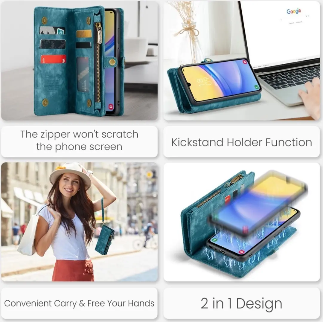 Caseme 008 Hoesje Samsung Galaxy A16 - Blauw - 8 Pasjes