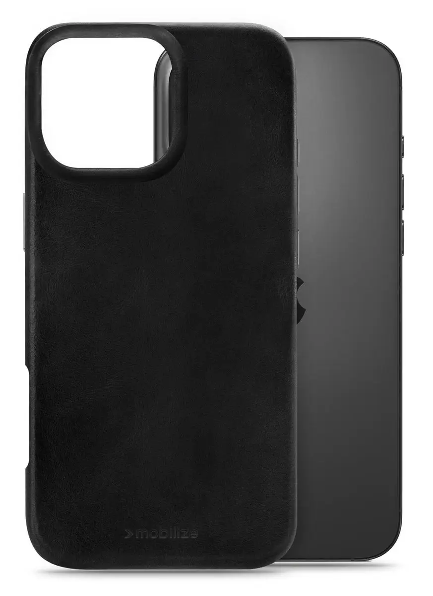 Mobilize Hoesje iPhone 16 Pro Max - Echt Leer - Zwart - MOB-MCPLCB-IPH16PROMAX