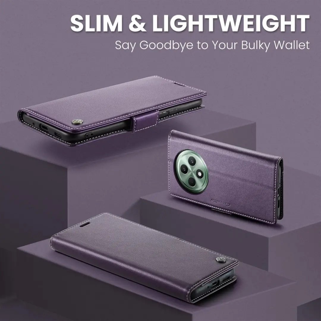 CaseMe Wallet Case OPPO Reno 12 F/FS - RFID & Magneetsluiting - Paars