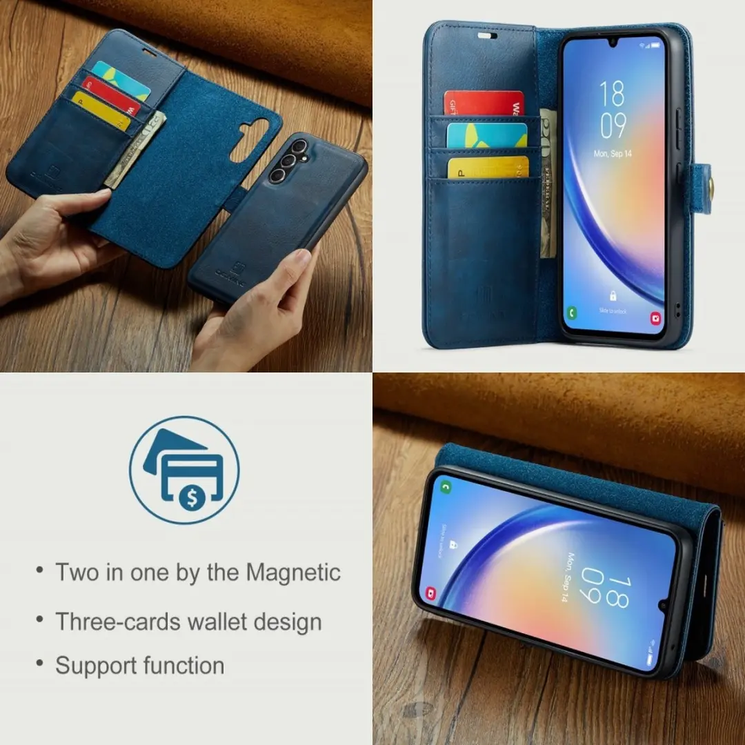 DG.MING Hoesje Samsung Galaxy A34 Book Case - Blauw - 3 Pasjes
