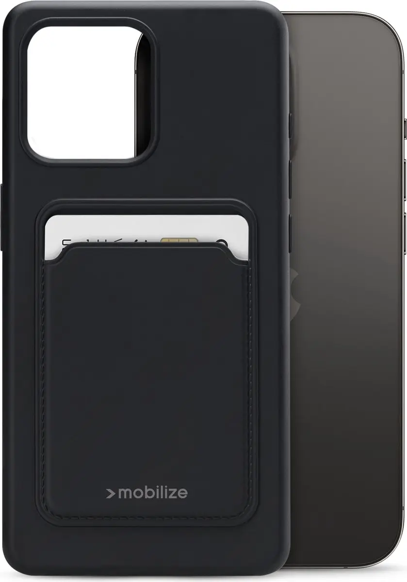 Mobilize Rubber Gelly Card iPhone 14 Pro Hoesje - Zwart - MOB-GCCMB-IPH14PRO