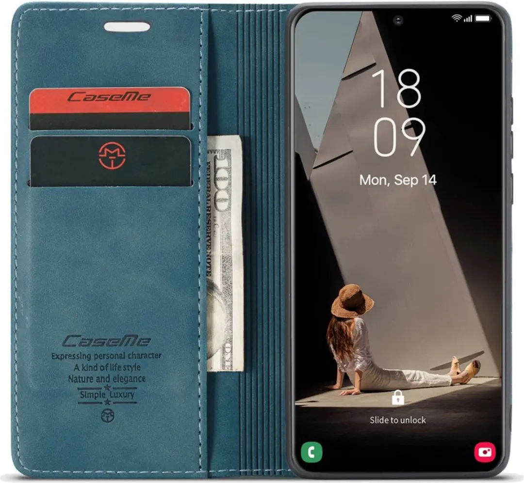Caseme 013 Book Case Hoesje Samsung Galaxy S21 FE - Blauw