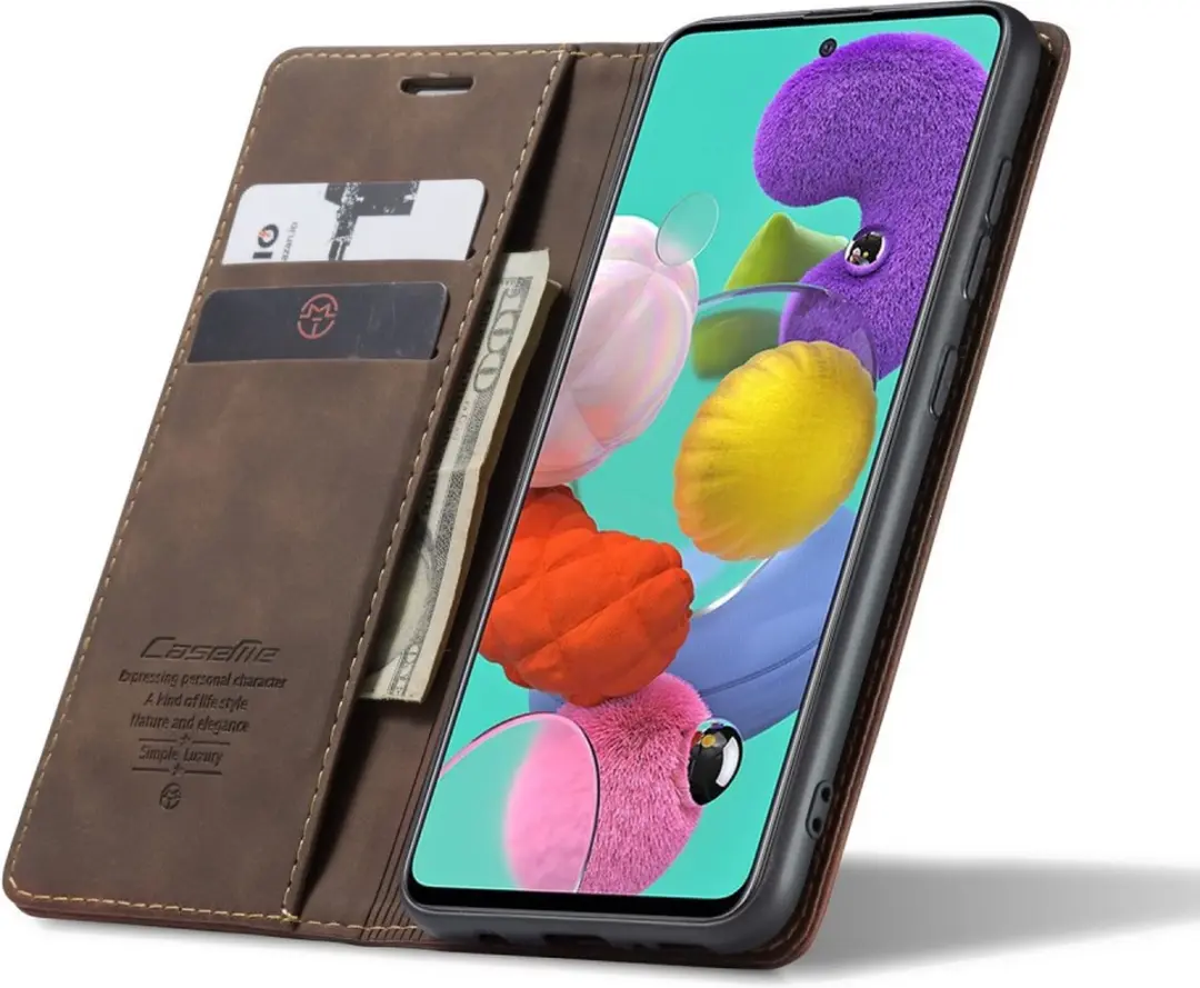 Caseme 013 Book Case Hoesje Samsung Galaxy A51 - Donkerbruin