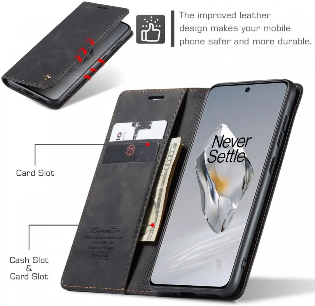 Caseme 013 Hoesje OnePlus 12 - Book Case Portemonnee - 2 Pasjes - Zwart