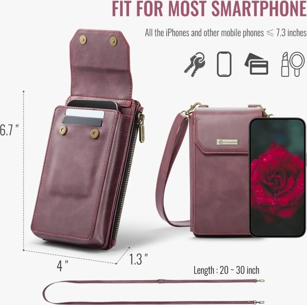 Caseme Me40 Crossbody Telefoontasje - Bordeaux - afbeelding 6 van 6