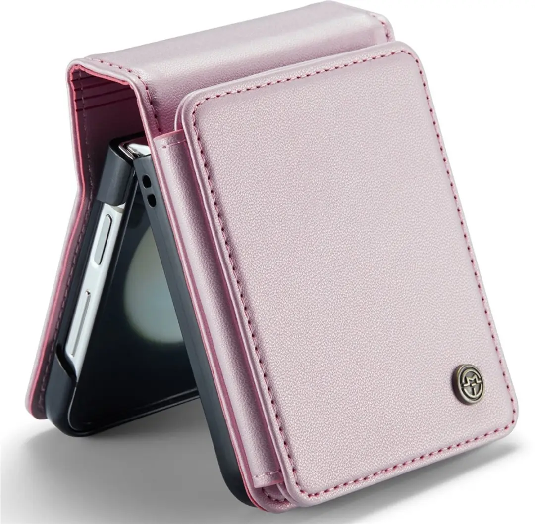 Caseme Leren Backcover Samsung Galaxy Z Flip 7 FE - Lichtroze - 5 Pasjes