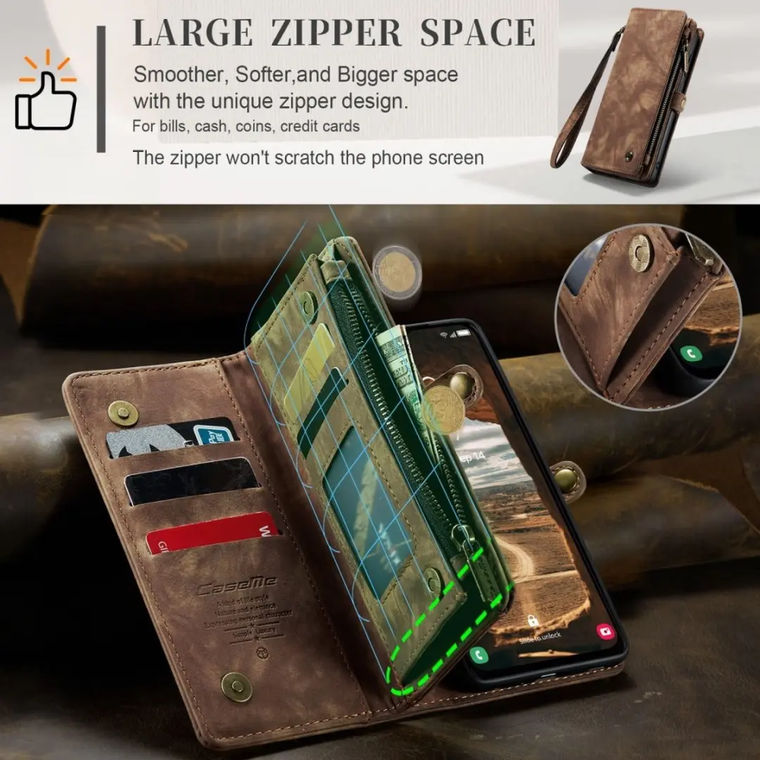 Caseme 008 Hoesje Samsung Galaxy A54 - Portemonnee 8 Pasjes - Bruin