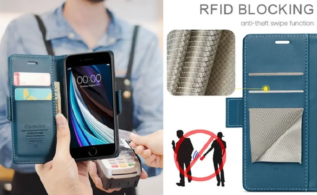 CaseMe Wallet Case iPhone 7/8/SE - RFID Blauw