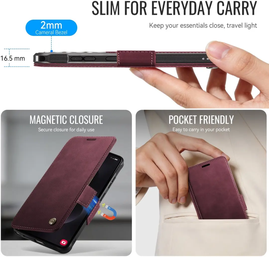 Caseme 053 Slim Book Case Samsung Galaxy S25 Ultra - MagSafe - Rood