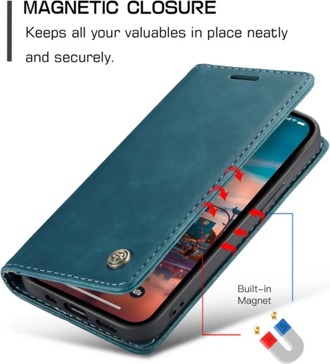 CaseMe 013 Book Case iPhone 14 Hoesje - Blauw