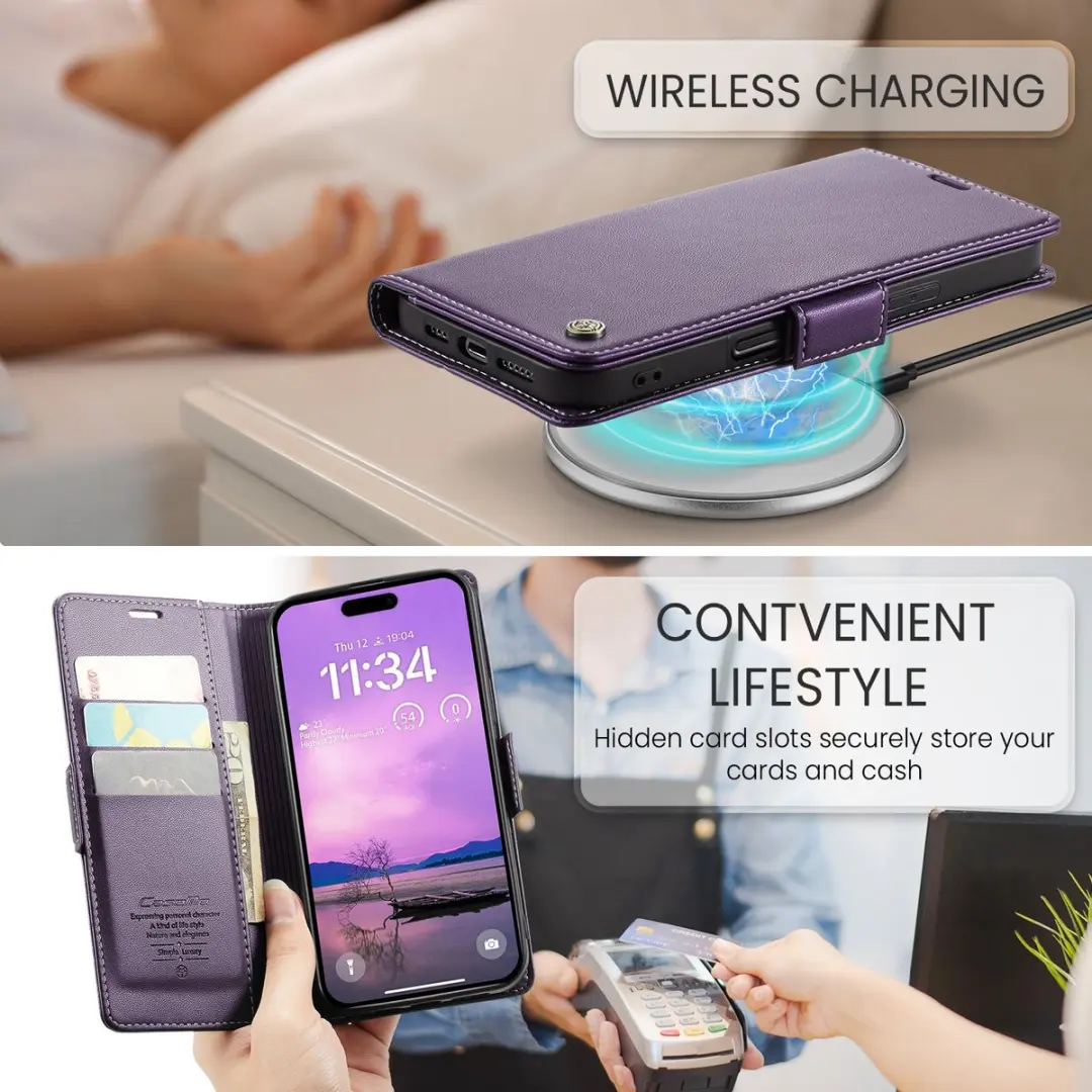 Caseme 023 Wallet Book Hoesje - iPhone 17 - Paars