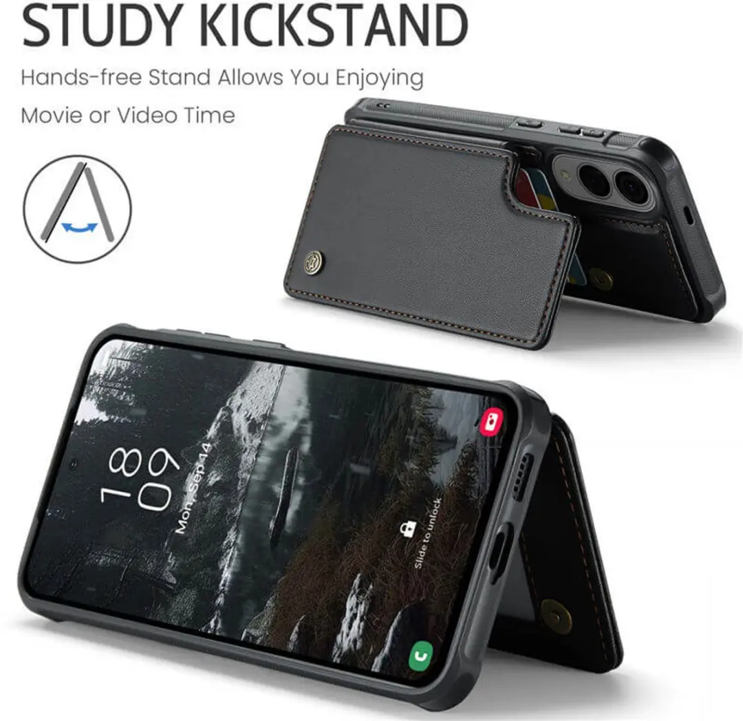 Caseme Luxe Portemonnee Backcover Galaxy S25 Edge - Anti-RFID - 5 Pasjes - Zwart