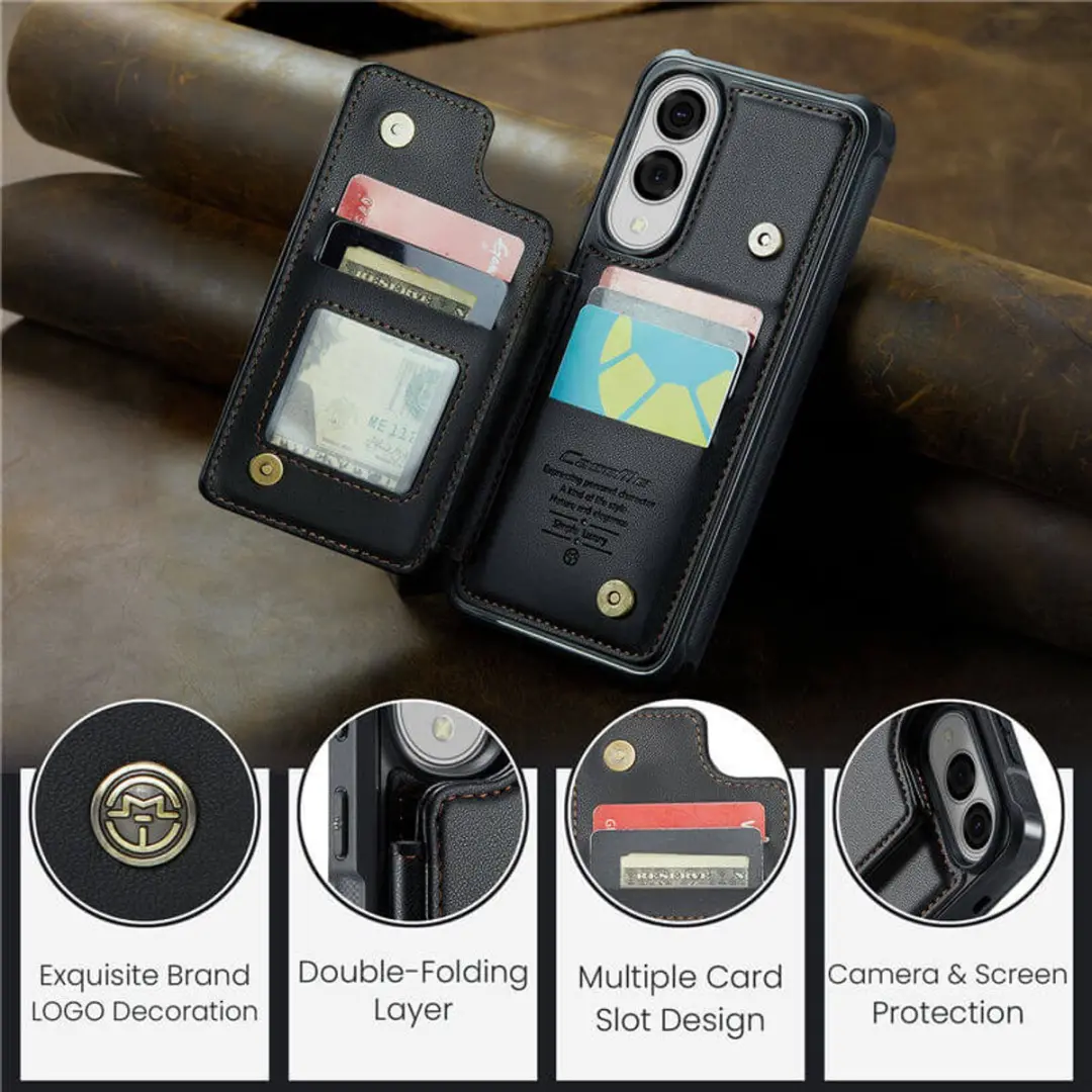 Caseme Luxe Portemonnee Backcover Galaxy S25 Edge - Anti-RFID - 5 Pasjes - Zwart - afbeelding 6 van 6